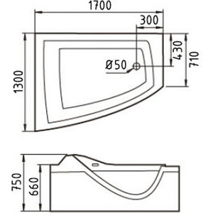 Акриловая ванна Gemy 170x130 с гидромассажем (G9056 K L)