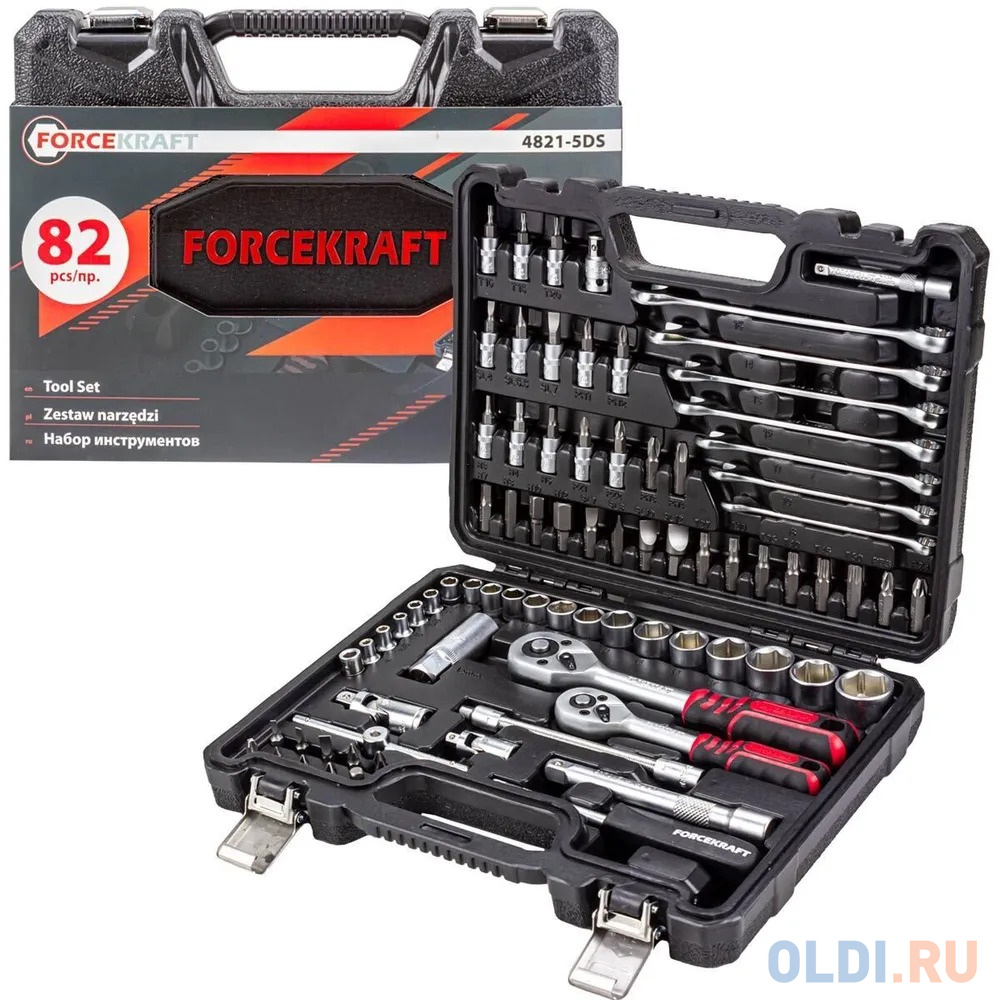 Forcekraft Набор инструментов 82 пр. 1/4" 3/8"(6гр.)(4-22мм) FK-4821-5DS-м(52660)