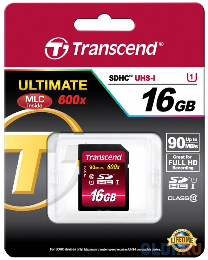 Карта памяти SDHC 16Gb Transcend Class10 UHS-I 600x Ultimate (TS16GSDHC10U1)