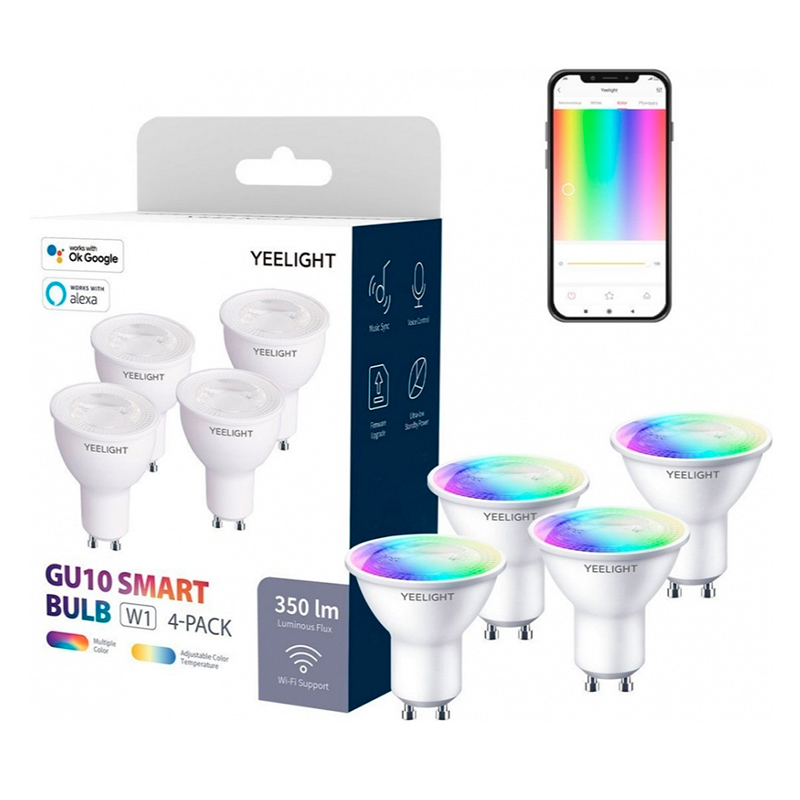 Лампочка Xiaomi Yeelight LED Smart Bulb (Multicolor) 4- Pack (GU10) (YLDP004- A) в Москвe