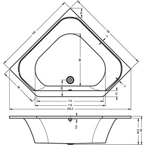 Акриловая ванна Riho Austin 145x145 с ножками (B005001005, 207095) в Москвe