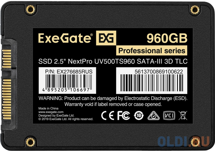 Накопитель SSD 2.5" 960GB ExeGate NextPro UV500TS960 (SATA-III, 3D TLC)