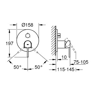 Смеситель для ванны Grohe Plus 2019 с механизмом (24093003, 35600000)