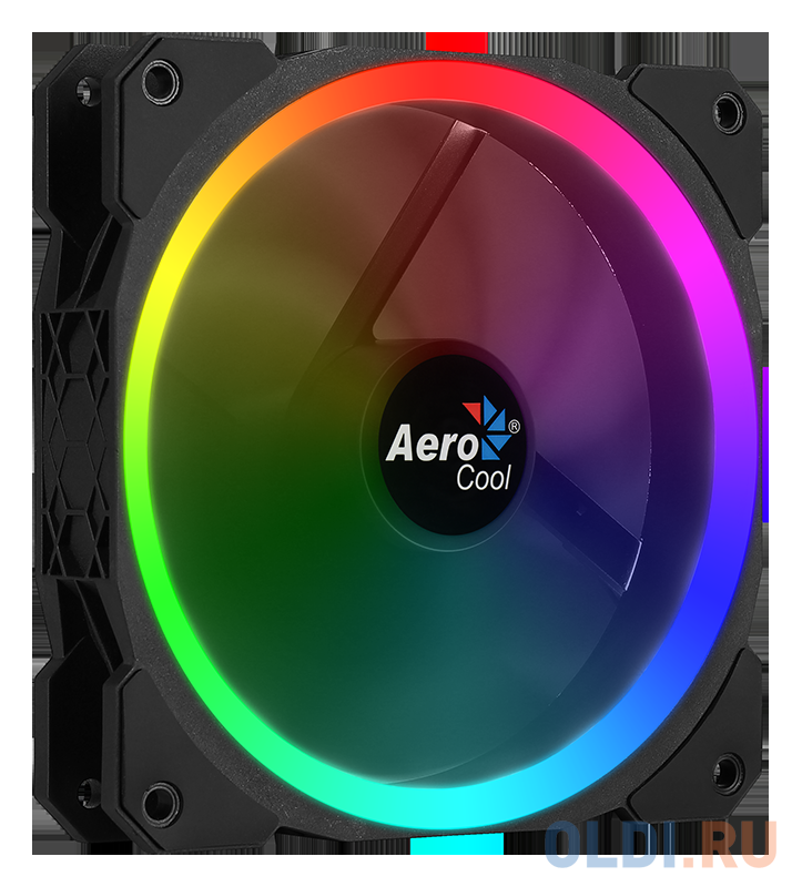 Вентилятор Aerocool ORBIT , 120x120x25мм, 16,8 млн. цветов, RGB подсветка в виде двойного кольца, 3-Pin, 1200 об/мин, 55,9 CFM, 14,1 дБА в Москвe