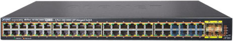 IPv6/IPv4, 48-Port Managed 802.3at POE+ Gigabit Ethernet Switch + 4-Port 100/1000X SFP (440W)