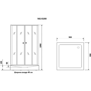 Душевой уголок Niagara Nova 90х90 с поддоном, с рисунком, черный NG-0190-14 (01901412)