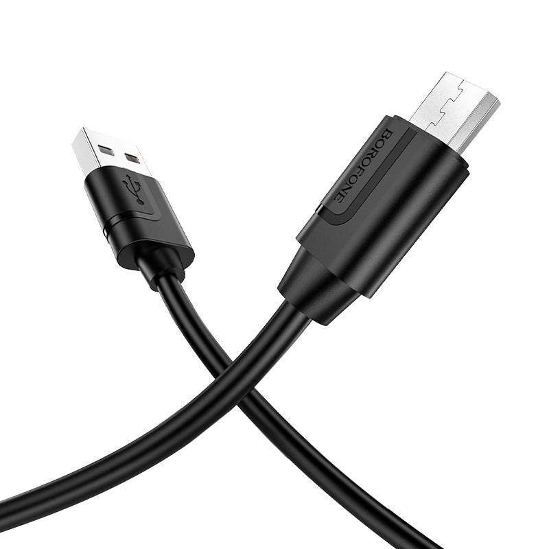 Кабель Micro USB 2.0(Bm)-USB 2.0(Am), 2.4A, 1м, черный Borofone BX55 (6931474747983)