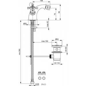 Смеситель для биде Ideal Standard Reflections с донным клапаном, хром\золото (B9655LS)