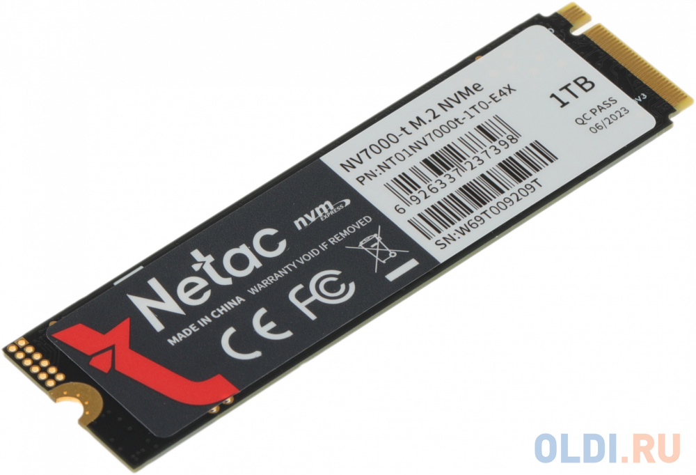 Твердотельный накопитель SSD M.2 Netac 1.0Tb NV7000-t Series <NT01NV7000t-1T0-E4X> Retail (PCI-E 4.0 x4, up to 7300/6600MBs, 3D NAND, 640TBW, NV