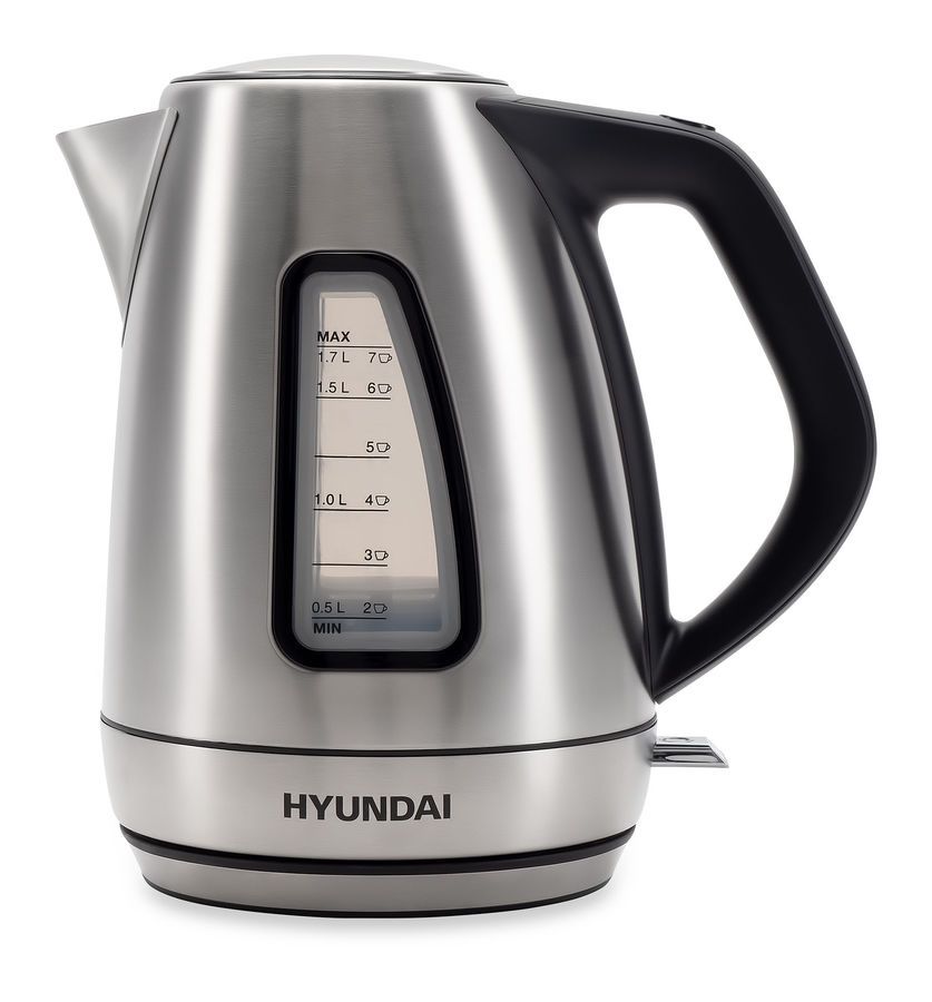 Чайник Hyundai HYK-S3609 1.7л. 2 кВт, нержавеющая сталь, серебристый/черный