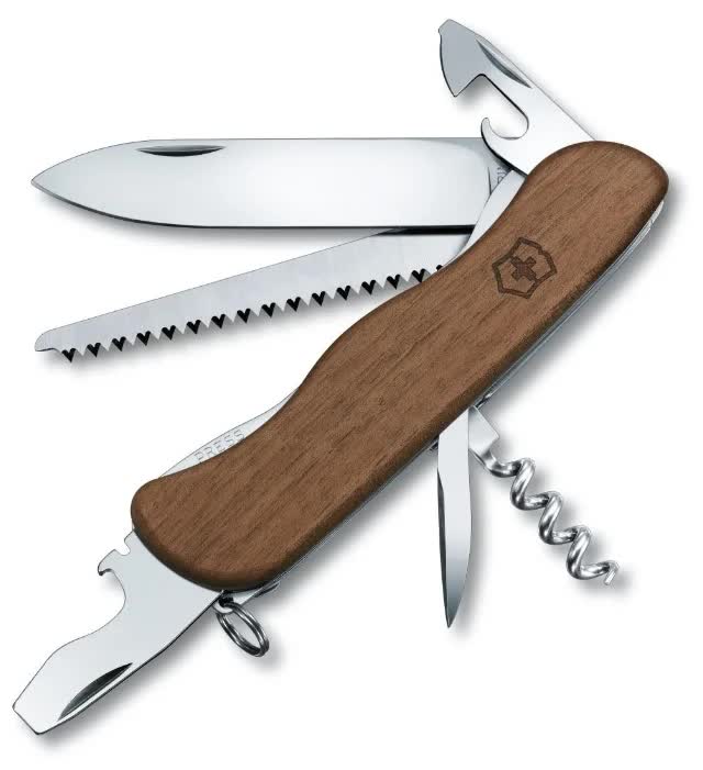 Нож Victorinox Forester, 111 мм, 10 функций, с фиксатором лезвия, деревянная рукоять