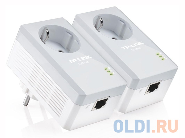 Адаптер TP-Link TL-PA4010PKIT Базовый комплект адаптеров Powerline стандарта AV500/AV600 со встроенной розеткой в Москвe