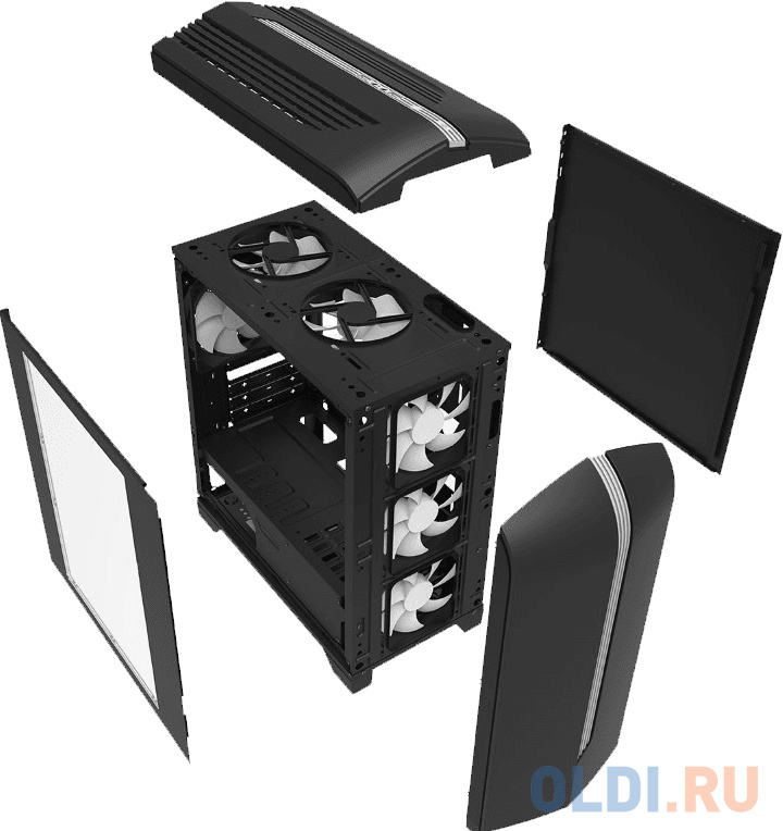 Компьютерный корпус, без блока питания mATX/ Gamemax Centauri BG H601 mATX case, black, w/o PSU, w/1xUSB3.0+1xUSB2.0+HD-Audio, w/1x12mm Blue Led fan в Москвe