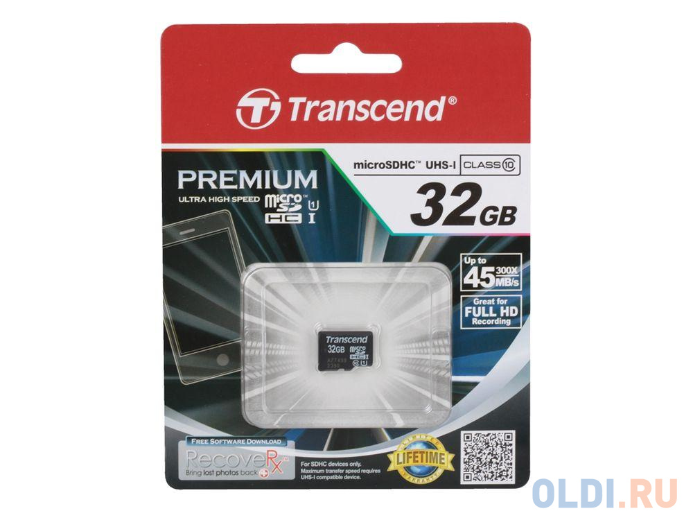 Карта памяти MicroSDHC 32GB Transcend UHS-I U1 (TS32GUSDCU1) в Москвe