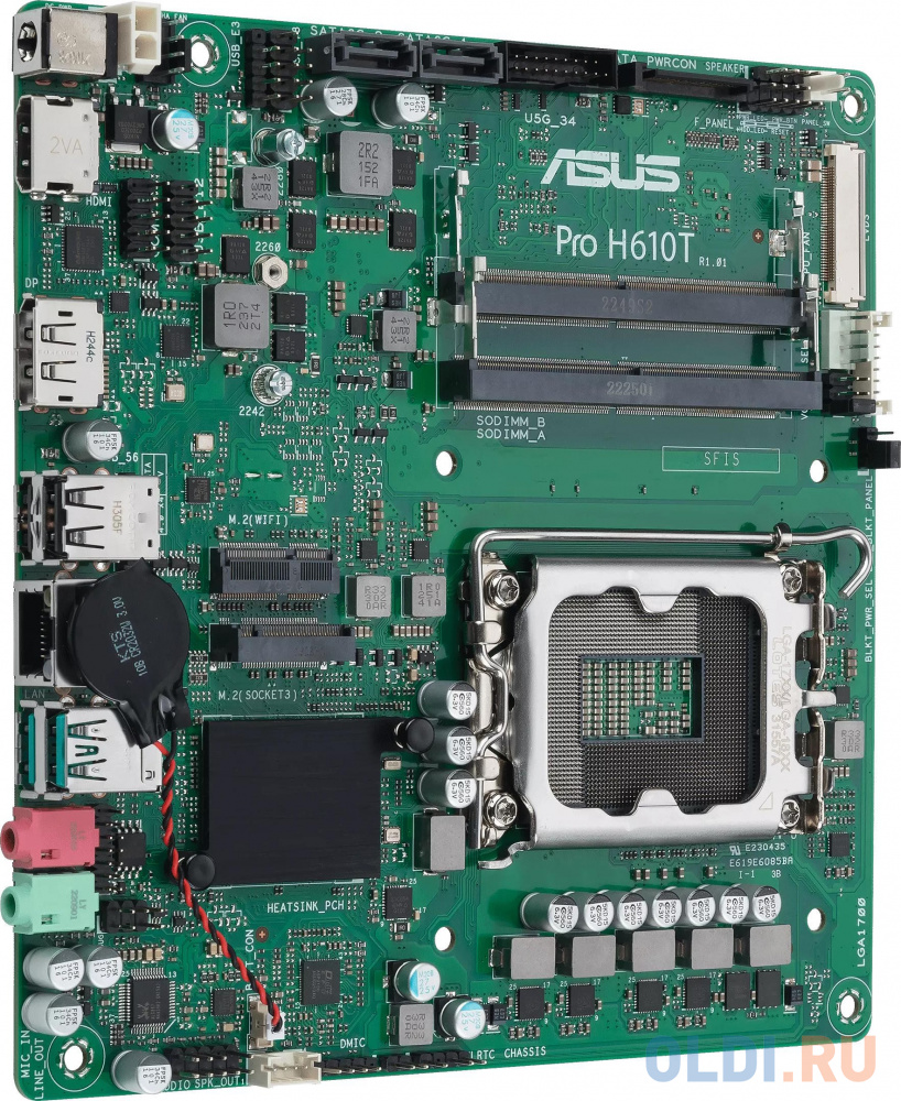 ASUS PRO H610T-CSM, LGA1700, H610, 2*DDR5, DP+HDMI, 2 SATA 6.0, M.2, USB 3.2, USB 2.0,  mITX; 90MB1G60-M0EAYC