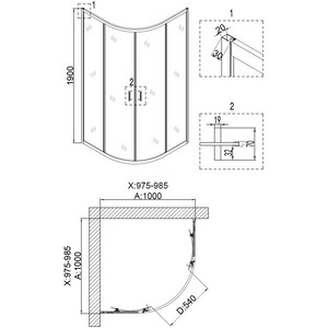 Душевой уголок Niagara Nova 100х100 с поддоном, прозрачный, хром (NG-6607-08, NG-100-100-08)