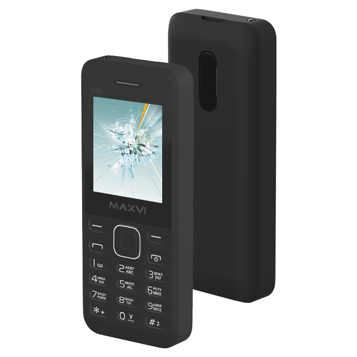 Мобильный телефон MAXVI C20, 1.77" TFT, 32Mb RAM, 32Mb, 2-Sim, 600 мА·ч, micro-USB, черный