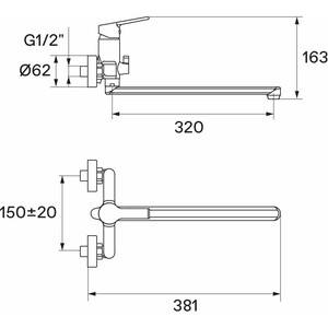 Смеситель для ванны Santek Найра универсальный, хром (WH5A12001C001)