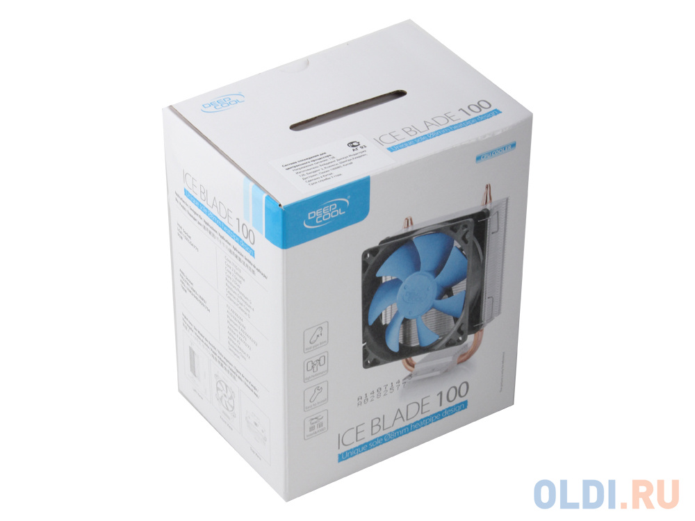 Кулер DeepCool ICE BLADE 100 (Soc-AMD/1150/1155/1156/ 3pin 32dB Al+Cu 100W 309g push-pin RTL)