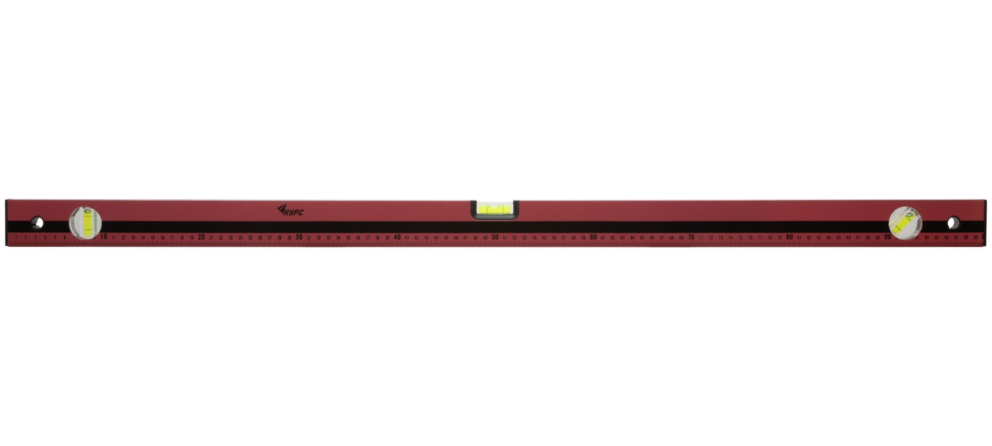 Уровень "Оптима", 3 глазка, красный корпус, фрезерованная рабочая грань, шкала 1000 мм