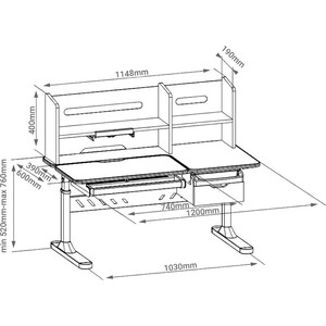 Парта FunDesk Fiore II grey (1+1+1)