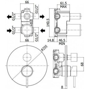 Смеситель для душа Paffoni Light встраиваемый, Steel looking (8020913510719)