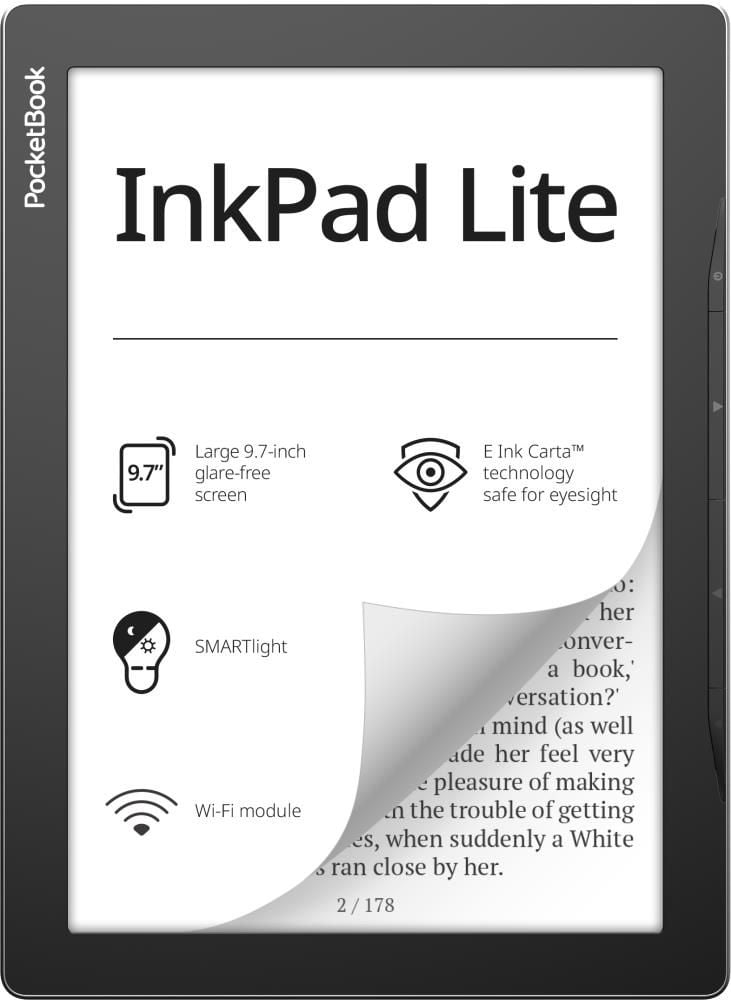 Электронная книга PocketBook 970, 9.7" 825x1200 E-Ink Carta Touch, 8Gb, Wi-Fi, 2.2 А·ч, серый (PB970-M-CIS)