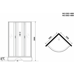 Душевая кабина Niagara NG-3502-14BK 100х100х200 в Москвe