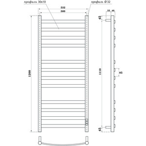 Полотенцесушитель электрический Point Антея П12 500x1200 диммер справа, белый (PN17852W) в Москвe