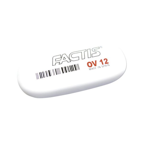 Резинка стирательная FACTIS OV 12 (Испания), овальная, 61х28х13 мм, мягкая, синтетический каучук, CMFOV12, (12 шт.)