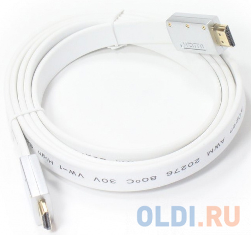 Кабель HDMI 19M/M ver 2.0, 1.8M, AOpen  ACG568F-S-1.8M  серебряно-белый Flat