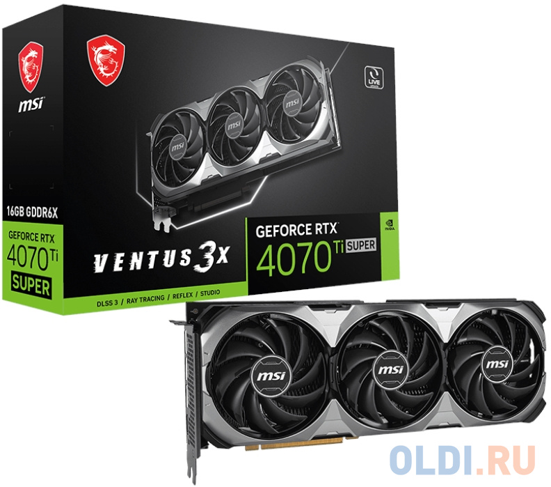 Видеокарта MSI RTX4070Ti SUPER VENTUS 3X 16GB GDDR6X 256bit 3xDP HDMI 3FAN RTL