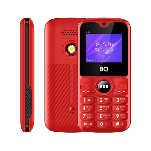 Мобильный телефон BQ 1853 Life, 1.77" TFT, 32Mb RAM, 32Mb, 2-Sim, 600 мА·ч, micro-USB, красный/черный