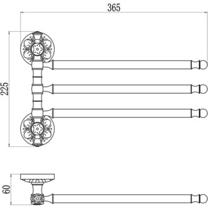 Полотенцедержатель поворотный Savol серия 58а тройной, хром (S-005803A)