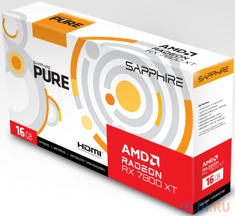 Видеокарта Sapphire PCI-E 4.0 11330-03-20G PURE RX 7800 XT GAMING OC AMD Radeon RX 7800XT 16384Mb 256 GDDR6 2169/16000 HDMIx2 DPx2 HDCP Ret