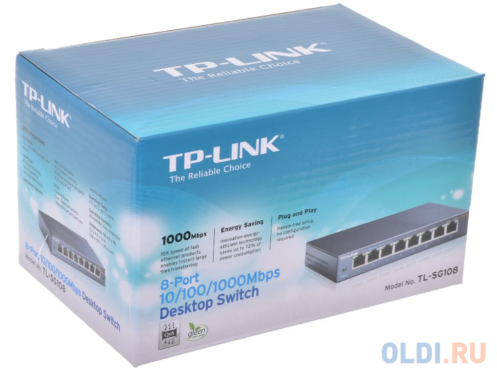 Коммутатор TP-LINK TL-SG108 Гигабитный настольный 8-портовый коммутатор