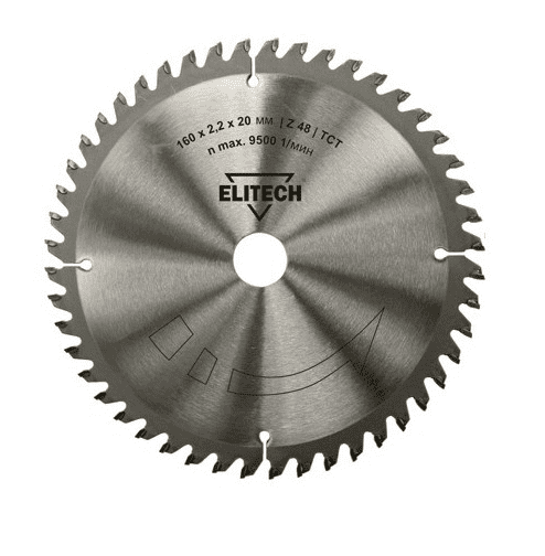 Диск пильный по дереву Elitech 160*20*2,2*48T 1820.000600 в Москвe