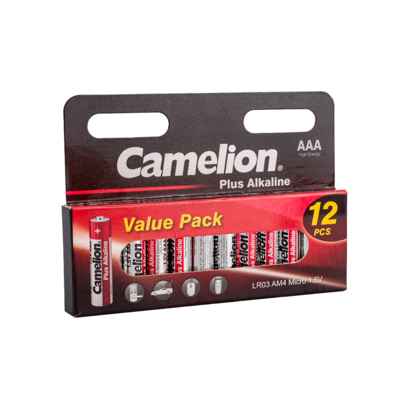 Батарейка ААА - Camelion Plus Alkaline LR03-HP12 (12 штук)
