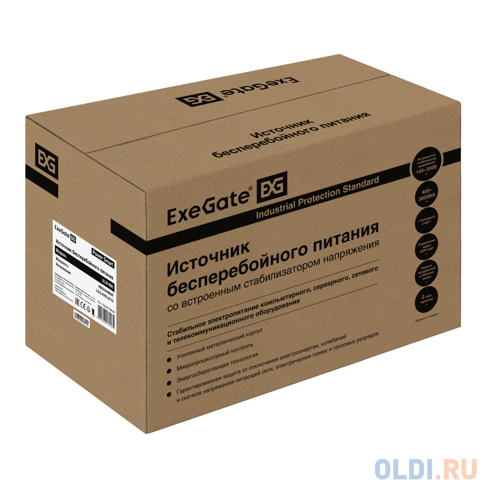 ИБП ExeGate Power Smart ULB-800.LCD.AVR.4C13 <800VA/480W, LCD, AVR, 4*C13, металлический корпус, Black> в Москвe