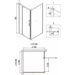 Душевой уголок Niagara Nova 100x100 прозрачный, черный (NG- 6802-08 BLACK)