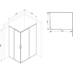 Душевой уголок Am.Pm Gem S 120x90 прозрачный, черный (W93G-404-120290-BT) в Москвe