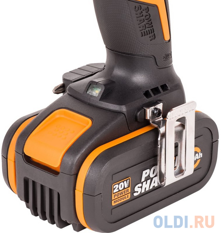 WORX Дрель-шуруповерт ударная аккумуляторная , 60Нм, 20В, бесщеточная, 4Ач x2, ЗУ 2А, кейс WX352.1 в Москвe