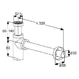 Сифон для раковины Kludi бутылочный G1 1/4 (1002005-00)