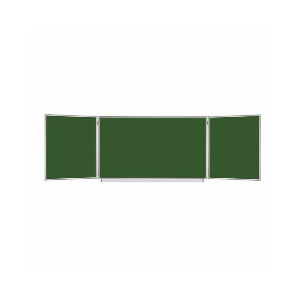 Доска для мела магнитная 3-х элементная (100х150/300 см), 5 рабочих поверхностей, зеленая, BRAUBERG, 231707