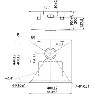 Кухонная мойка IDDIS Edifice 44х44 графит (EDI44G0i77)