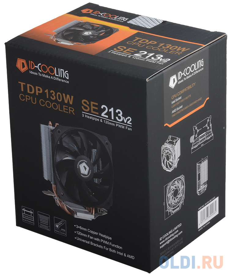 Кулер ID-Cooling SE-213V2 (130W/PWM/Intel 775,115*/AMD)