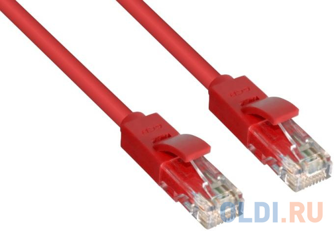 Greenconnect Патч-корд прямой 0.1m, UTP кат.5e, красный, позолоченные контакты, 24 AWG, литой, GCR-LNC04-0.1m, ethernet high speed 1 Гбит/с, RJ45, T56