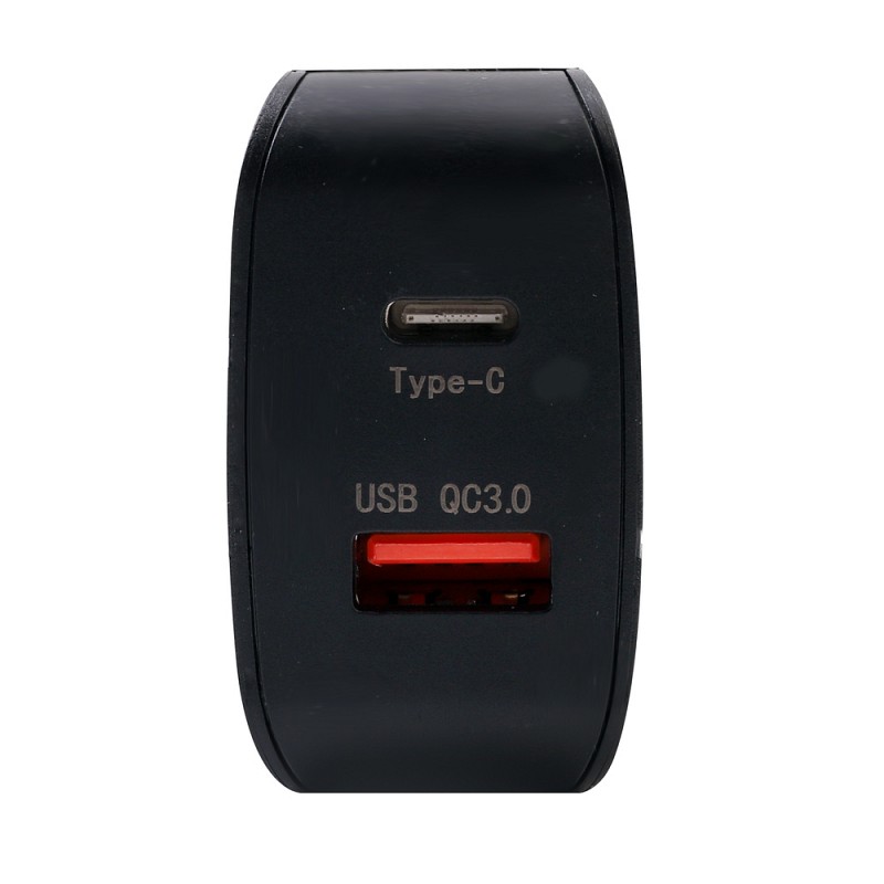 Зарядное устройство Ergolux USB+Type-C Black ELX-PA01QC-C02