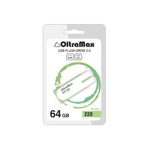 Флешка 64Gb USB 2.0 OltraMax 220, зеленый (OM-64GB-220-Green)