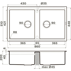 Кухонная мойка Omoikiri Kitagawa 86-2-GB графит (4993492)